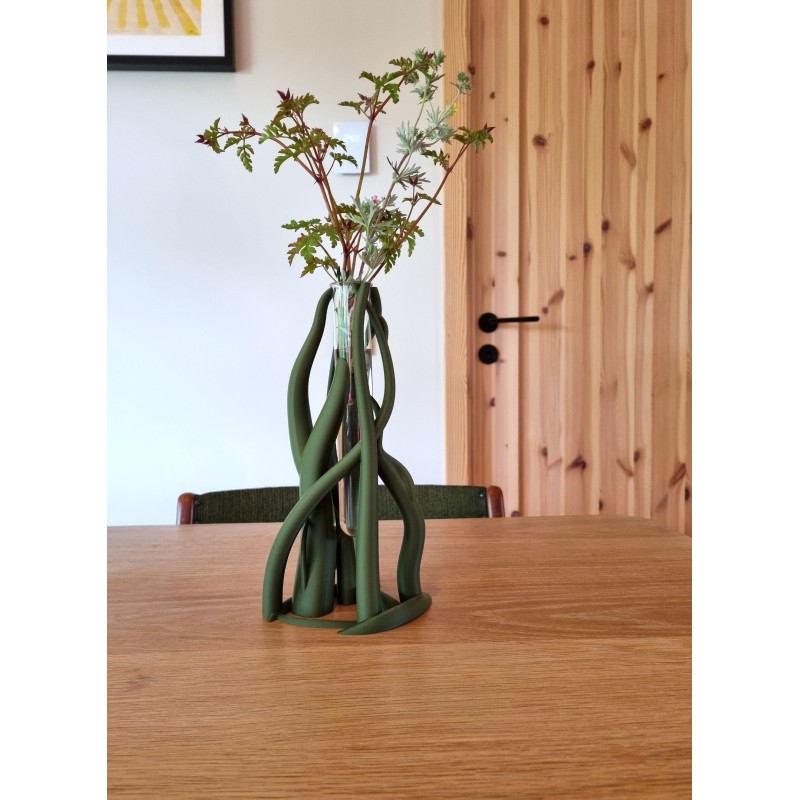 Vaas “Entangle Tube” – design vaas met glazen proefbuis Vaas “Entangle Tube” – design vaas met glazen proefbuis