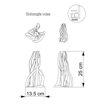 Vaas “Entangle Tube” – design vaas met glazen proefbuis