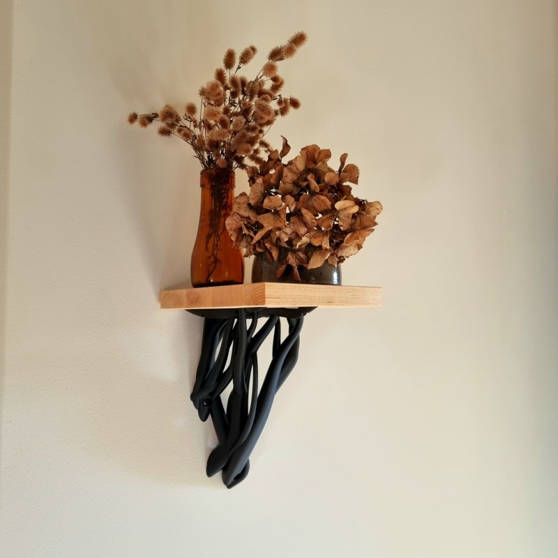 Entangle Shelf – 3D-geprinte wandplank met houten plank