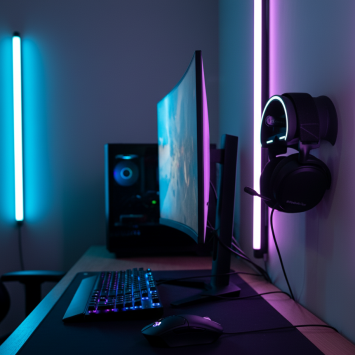 Wandhouder voor hoofdtelefoon – headset hanger met vakjes voor USB en geheugenkaart