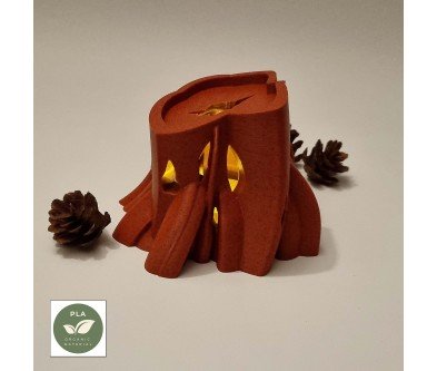 Boomstronk lantaarn – decoratieve LED-lykt in houtlook